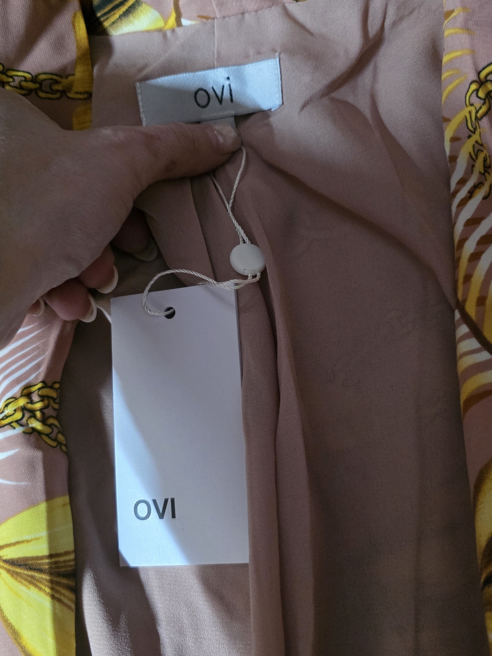 NWT Ovi Printed Pink & Gold Chain-Accent Blazer S/M/L - Picture 6 of 6